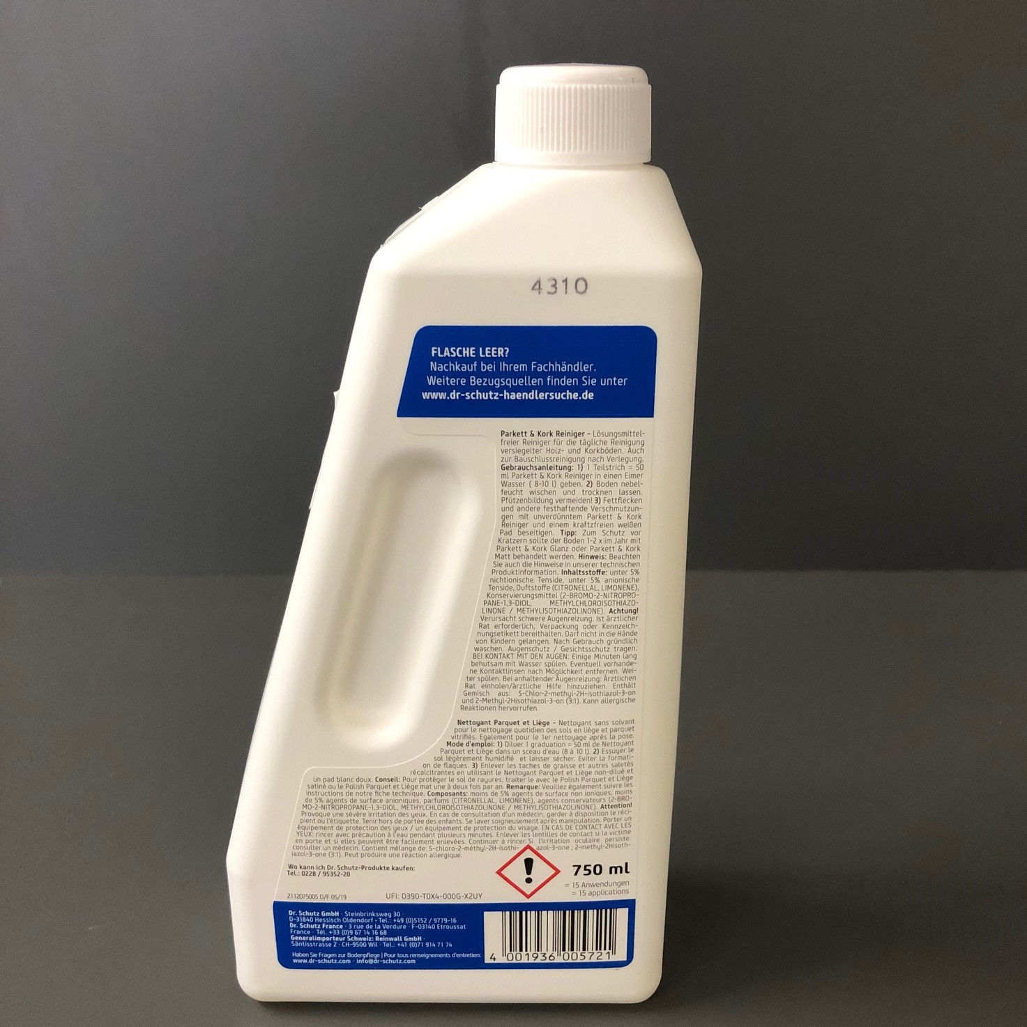 Parkett und Kork Reiniger 750 ml  von Dr. Schutz – Bild 2