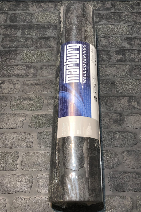 Tapete schwarz grau, Kollektion Brique von Marburg, 58423 – Bild 2