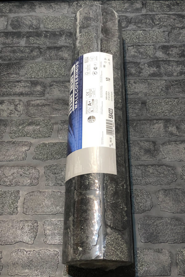 Tapete schwarz grau, Kollektion Brique von Marburg, 58423 – Bild 3